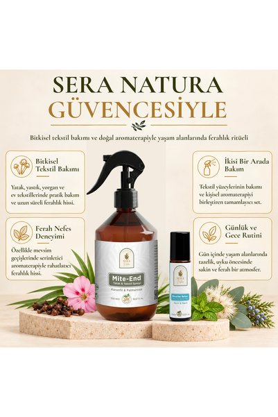 Sera Natura Ev & Nefes Bakım Seti – Yatak & Tekstil Spreyi + Breathe Relax Burun Yağı 2'li Set