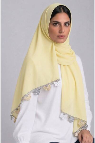 Veil Designer Japanese Fabric Poal Veil with Hand Embroidery Crochet Size: 60...