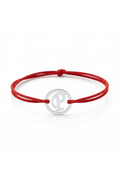 OEM Brățară cu șnur și inițiala „P” 8mm AG925 – șnur reglabil