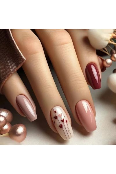 Choice مجموعة كاملة من 24 أظافر صناعية طويلة على شكل نعش بلون واحد وتصميم على...