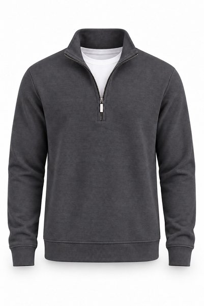 Valiberta Lars Selanik Örme Kumaş Yarım Fermuar Erkek Sweatshirt - Antrasit