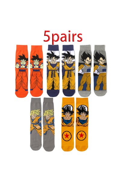 BANDAI MULTI 5 Pairs of Trendy Anime Socks, Fun Hip-Hop Style, High-Quality N...