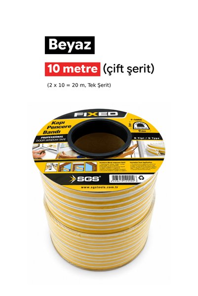 FIXED Kapı Pencere Bandı | BEYAZ | 10 Metre (Çift Şerit) Rüzgar, Soğuk Kesme,...
