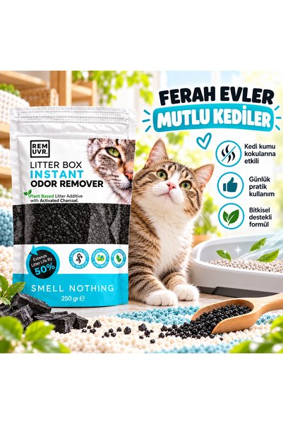 REMUVR Kedi Kumu Koku Giderici Premium 250 Gr | Aktif Karbonlu Kedi Kumu Koku Önleyici