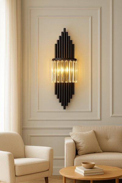 luxury modern aydınlatma SİYAH APLİK KRİSTAL APLİK PİLLİ DUVAR LAMBASI