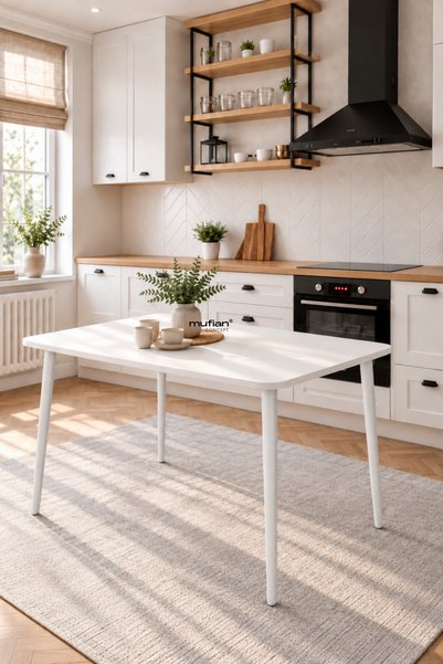 Mufian Concept DAMLA 70x110 Cm İskandinav - Bohem Oval Köşe Beyaz Ayak Mutfak...