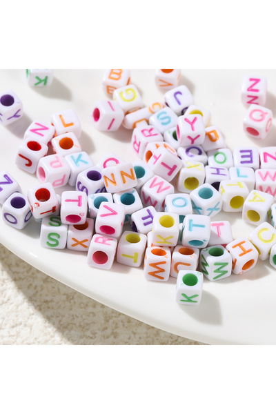 Choice26 Random mixed 100pcs 6*6mm Square Acrylic Letter Beads A-Z Loose Spac...