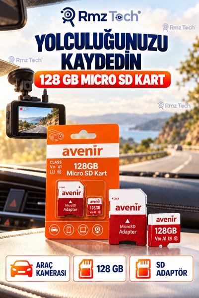 RMZTECH Avenir 128 Gb Micro Sd Memory Card with Sd Adapter V30 U3 A1 Compatible for Wi-Fi Solar and Dash Cam