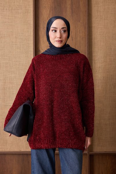 Suede Style 51114 - Stylish Comfortable Silvery Women's Knitwear Long Sweater