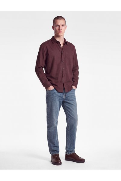 Koton Cotton Regular Fit Pocketed Classic Collar Long Sleeve Poplin Shirt