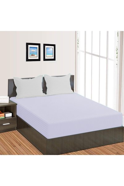 HomePuls Cearșaf de pat cu elastic Damasc Policoton dunga 1 cm, 210x250 cm pe...