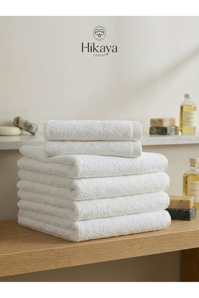HIKAYA COTTON طقم مناشف كبير من قطعتين قطن 100%صناعه مصريه (ابيض ناصع) مقاس 1...