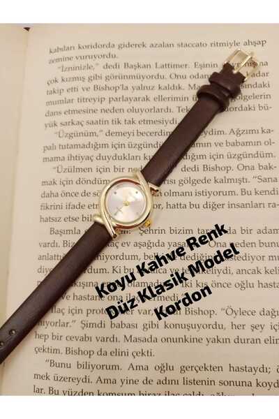 Brality Minimal Tasarım Gold Yuvarlak Kasa - Koyu Kahve Renk- Kadın Kol Saati