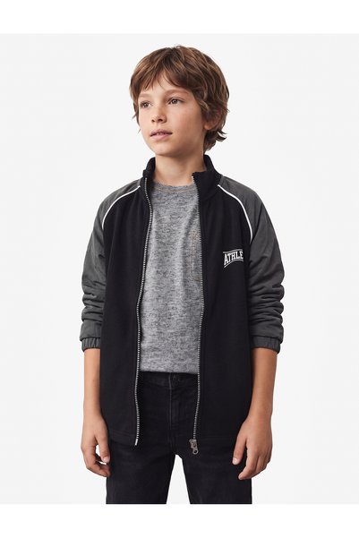 Koton Pamuklu Cep Detaylı Uzun Kollu Şardonlu Dik Yaka Fermuarlı Sweatshirt