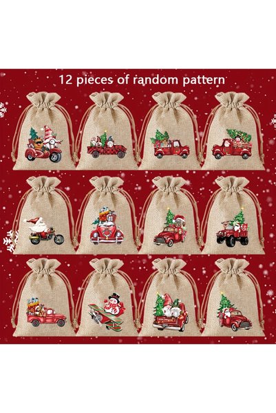 Choice Other Other 12pcs 12pcs Set 13*18cm New Christmas Linen Drawstring Gif...