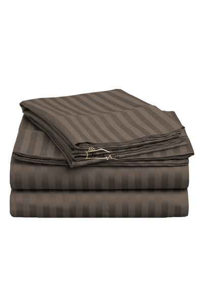 HomePuls Cearșaf de pat cu elastic Damasc Bumbac 100% dunga 1 cm, 130x250 cm ...