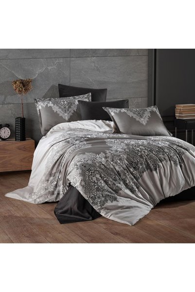 Ralex Lenjerie pat premium Lux Satin 100% Bumbac, 4 piese king size, cearșaf ...