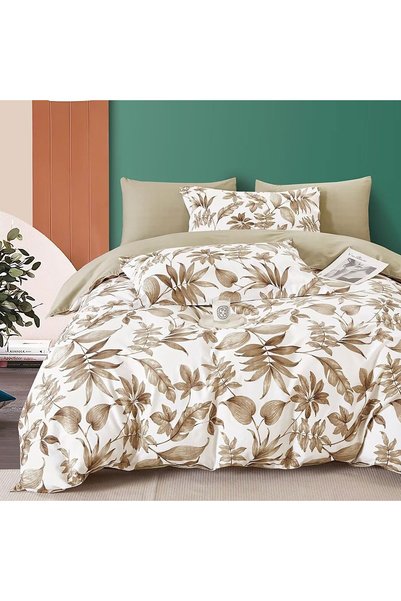 Ralex Lenjerie de pat dublu Percale imprimat Bumbac 100% 4 piese cearșaf pat ...