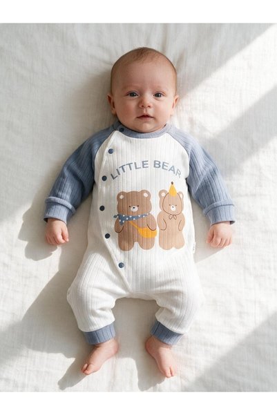 mandalinsbaby Premium Baby Boy Jumpsuit with Bear Print