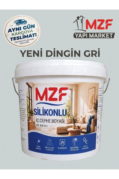 Silikonlu Silinebilir Su Bazlı İç Cephe DUVAR BOYASI KOKUSUZ – MAT – YÜKSEK KAPATICILIK - YENİ DİNGİN GRİ