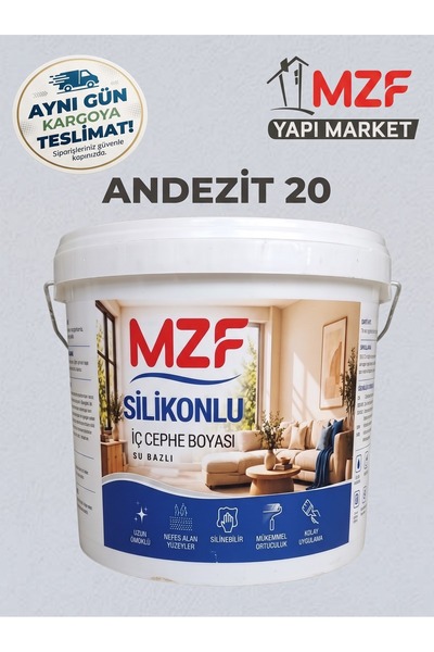 MZF Silikonlu Silinebilir Su Bazlı İç Cephe DUVAR Boyası KOKUSUZ - ANDEZİT 20...