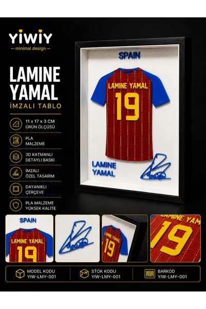 yiwiy Lamine Yamal Forma 3D Dekoratif Tablo