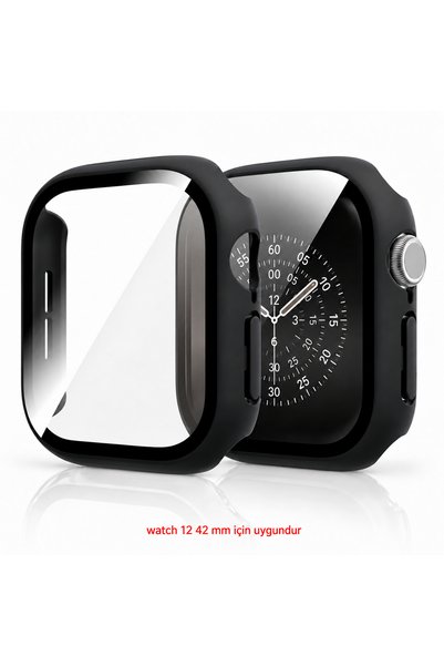 Alan Tech Apple Watch Series 12 42mm Uyumlu Tam Kaplama Ekran Koruyucu Kılıf ...