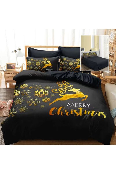 Ralex Lenjerie de Pat Finet 3D cu Motive Festive, 6 Piese, Cearșaf 220x230 cm...