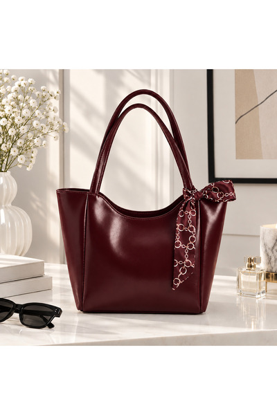 METEBAGS Fularlı Fermuar Kapamalı Shopper Kol Ve Omuz Çantası