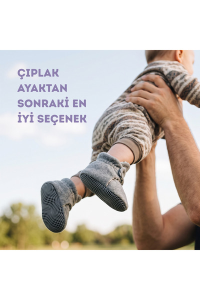 Ella Bonna Kaydırmaz Taban Bebek ve Çocuk Polar Panduf, Organik Pamuk İç Astarlı Ev ve Kreş Patiği