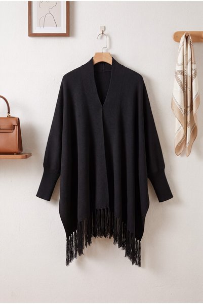 HİJABAYA Cardigan tip poncho, cu guler șal, deschis în față, cu umeri căzuți,...