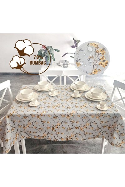 Ralex Față de masă antimurdărire 140x180 cm, Flori și crenguțe Galben
