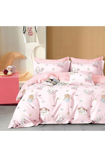 Ralex Lenjerie pat dublu extra large Percale imprimat Bumbac 100%, 6 piese, c...