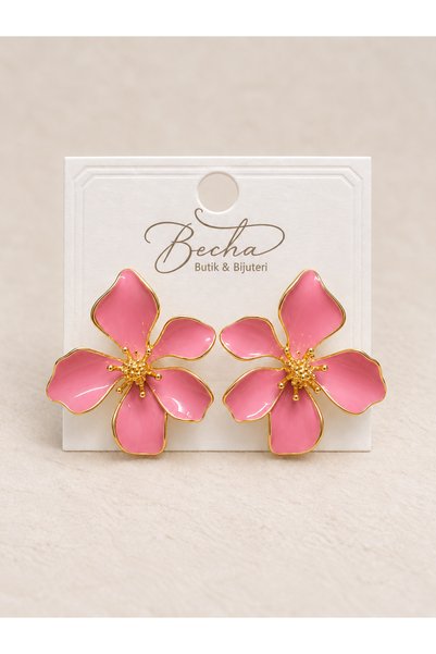 Becha Bijuteri أقراط المينا النسائية ذات الشكل الزهري