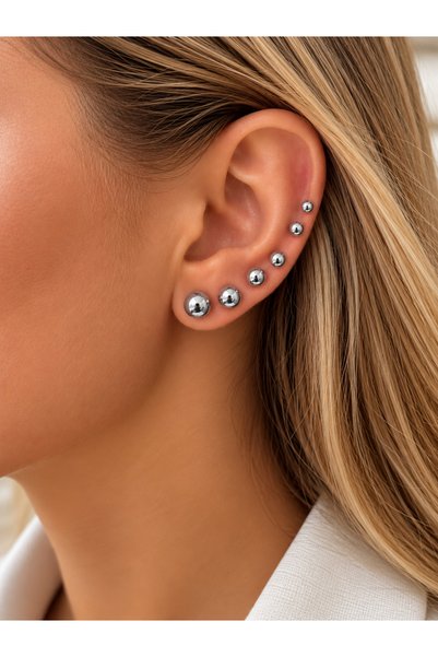 HERCY 316 L Stainless Steel Ball Earring Set |   6-Piece Ball Earrings |   Si...