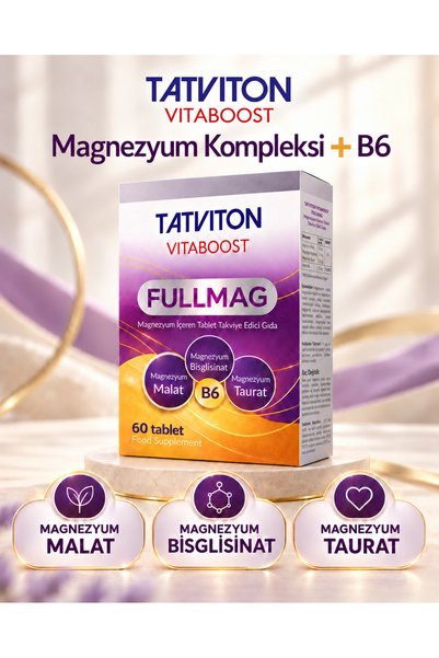 TATVİTON VİTABOOST FULLMAG 60 قرص من مغنيسيوم التورات، والبيسجليسينات، والمال...
