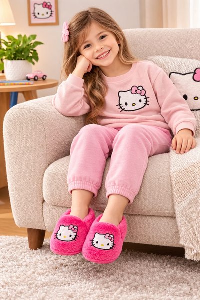 Pandalina Hello Kitty Papuci fetiță cu talpă anti-alunecare pantofi pentru gr...
