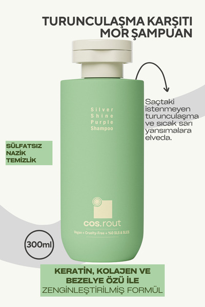 cos.rout Silver Shine Purple Shampoo 300ML/Gümüş Parlaklık Veren Mor Şampuan