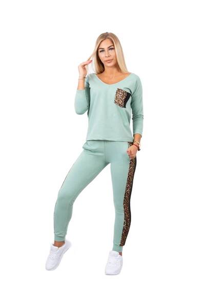 Kesi Cu motiv de leopard, mentă închisă