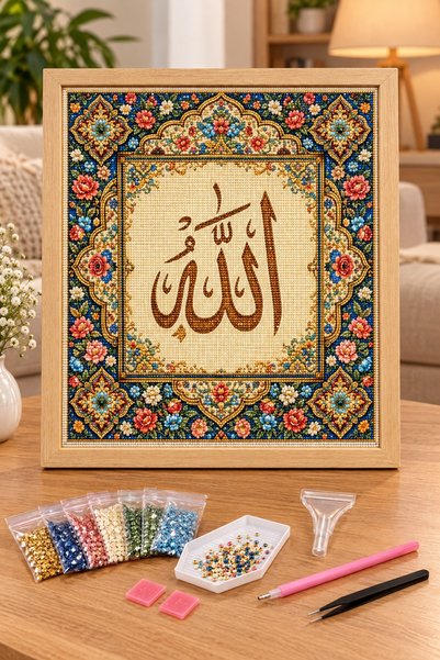 LİVA CRAFT Art & Craft Elmas Boyama Puzzle Kit, Allah Lafzı Hat Sanatı 30x30 ...