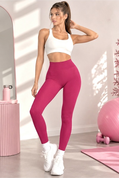 Green Hill High Waist Flexible Daily Sports Leggings Fuchsia Color