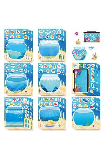 Choice 8PCS 8 Pieces Fish Tank Marine Animal Scenery Puzzle Stickers Kids' Ca...