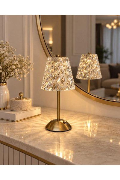 PEKİBU KRİSTAL MODEL DOKUNMATİK LED ABAJUR MASA LAMBASI 30 CM