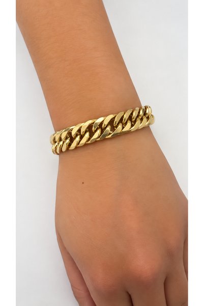Youcosmetics Kalın Gurmet Zincir Model Gold 14K 316L Çelik Bileklik