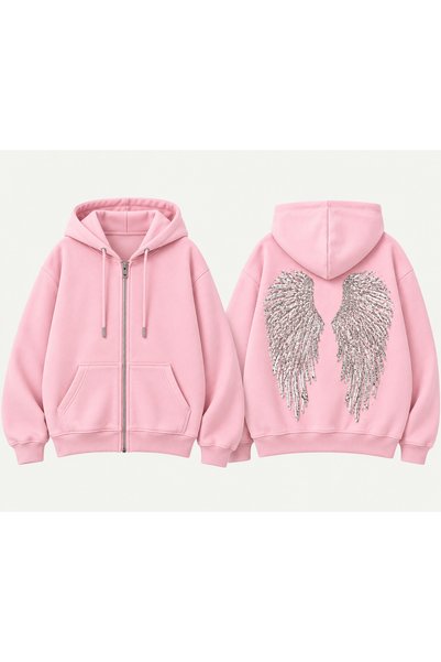 Weekeep Pul İşlemeli Melek Kanatlı Trend Streetwear Femuarlı Hırka/ Streetwea...