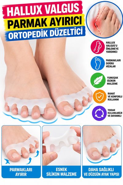 FırsatVar Silikon Hallux Valgus Önleyici – Parmak Ayırıcı Ortopedik Düzeltici...