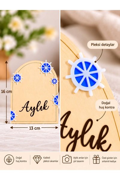 SOLIS DESIGN Natural Birch Plywood & Plexiglass Numbered Baby 12 Month Milestone Cards | Photo Shoot Set