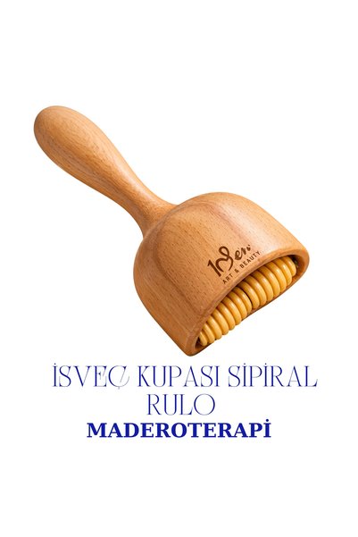 1senartbeauty Wooden Maderotherapy Swedish Cup with Roller and Rotating Head ...
