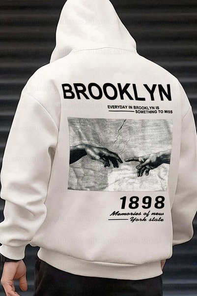 VACHT Muška off-white krem ekru 1898 majica sa kapuljačom, široka, od 3 niti ...