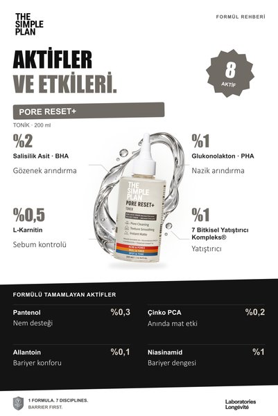 The Simple Plan Pore Reset Gözenek Ve Parlama Karşıtı Tonik Salisilik Asit PHA 8 Aktifli